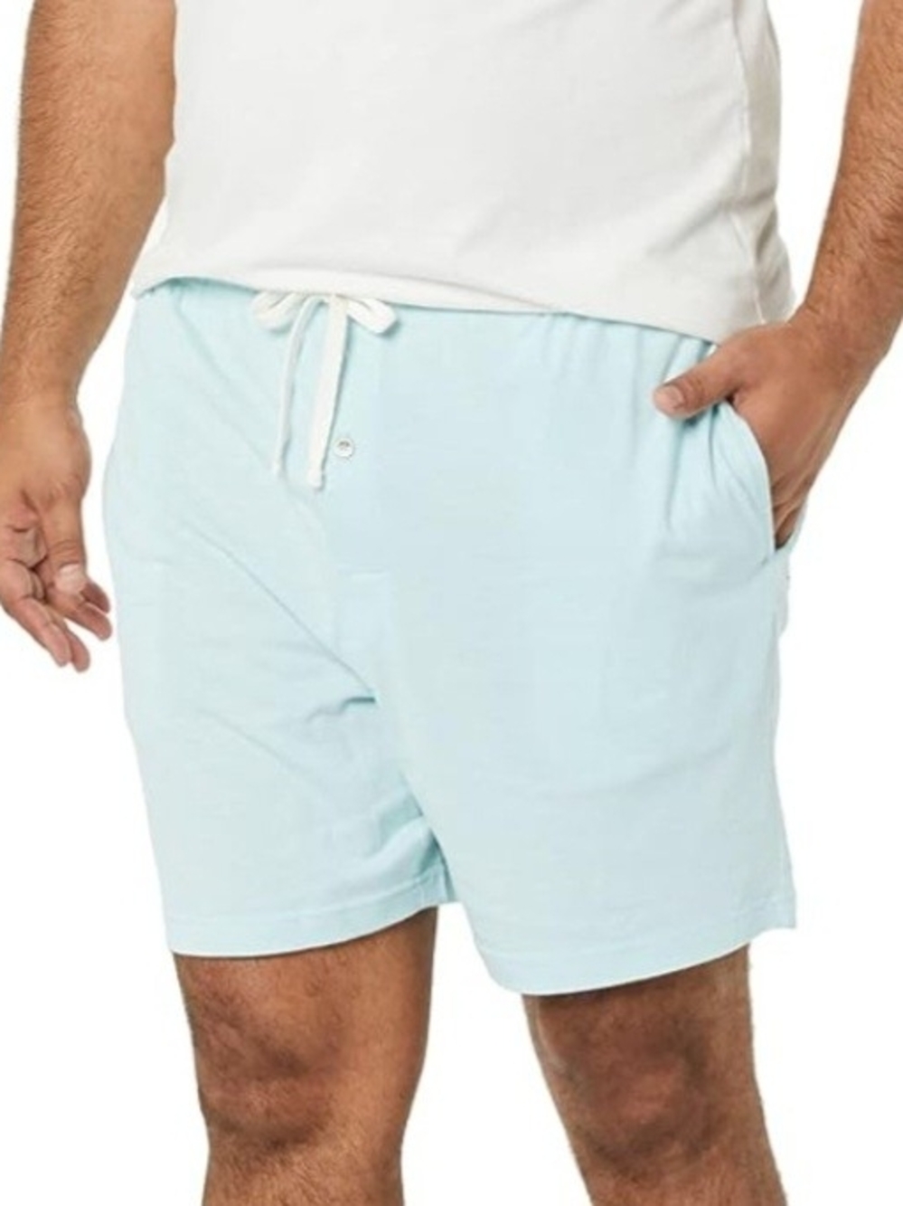 Men's Ice Blue 7" Cotton Knit Pajama Shorts